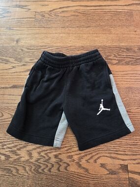 Jordan-  Black Shorts with Gray Side Panels and White Jumpman- Size 4-5 Years